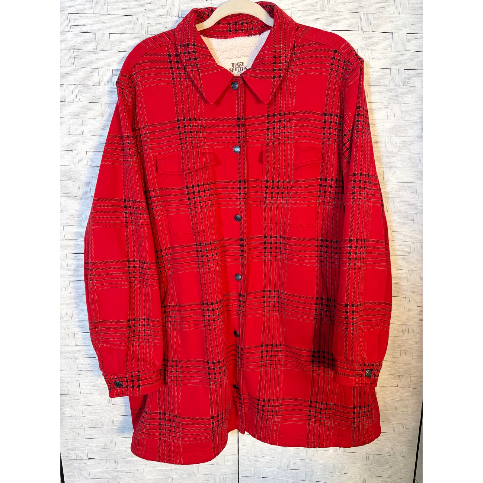 Blake Shelton Lands'end Women’s Shirt Jacket Plaid Cozycore Pockets Plus Size